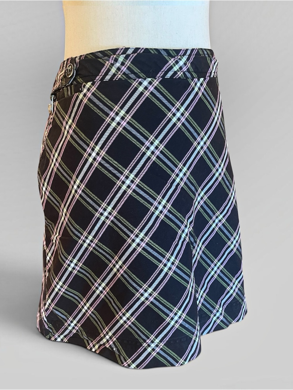 Y2K Cotton Plaid Stretch Mini Skort Liz Claiborne Size 14
